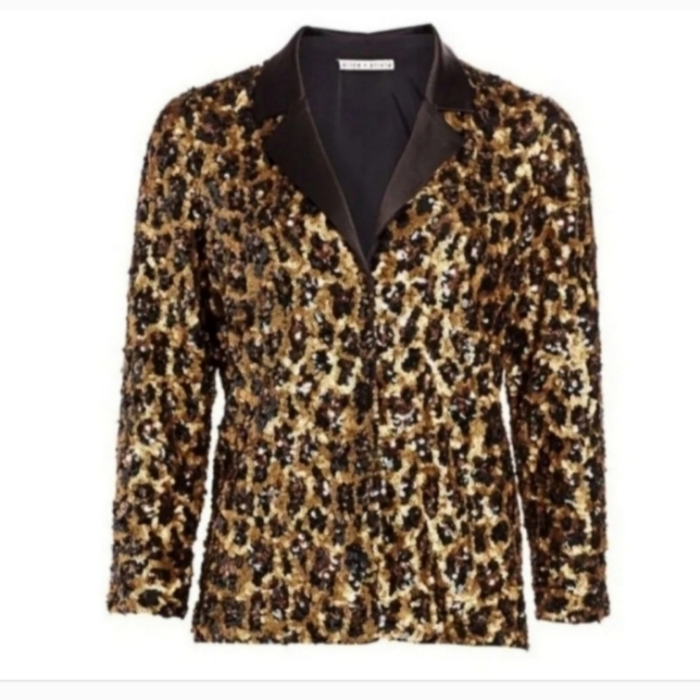 Alice + Olivia Kier Sequin Leopard Jacket Blazer Size XS - Picture 3 of 13